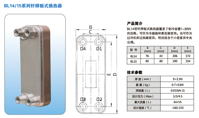 釬焊板式換熱器尺寸